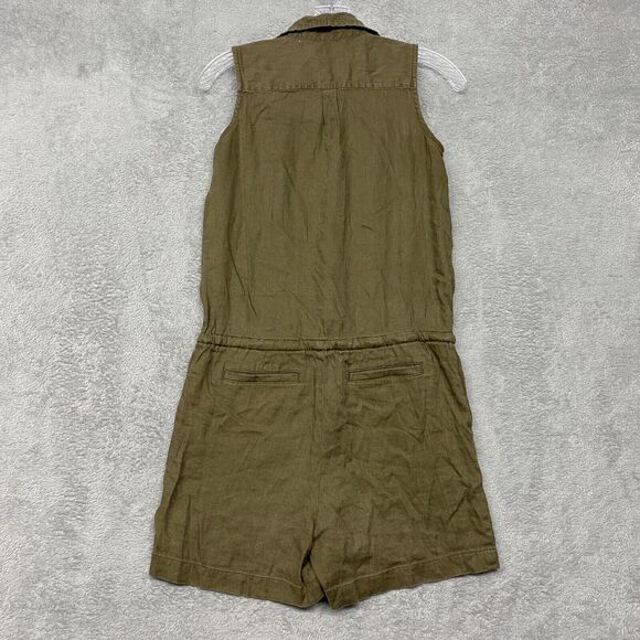 Lauren Ralph Lauren Romper Womens 2 Petite Green Utility Shorts Button Collar - Picture 7 of 9